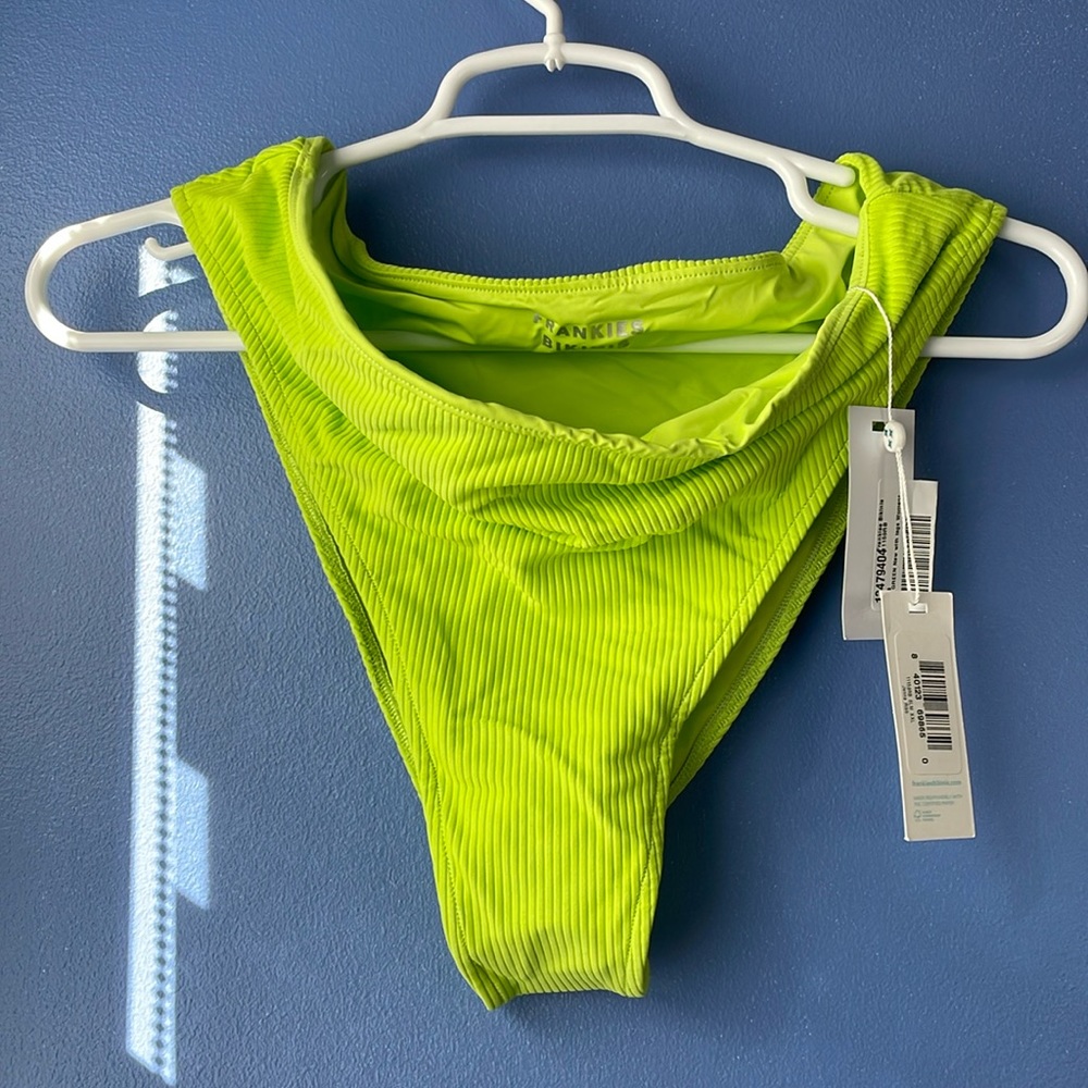 Frankie’s high leg lime green swim bottom Jenna ribb chartreuse apple NWT